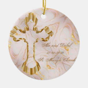 Gold Cross Ceramic Tree Decoration