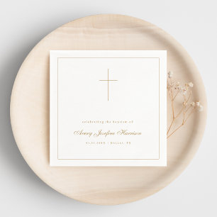 Gold Cross Christening Baptism Religious Party Napkin