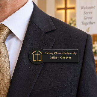 Gold Cross Church Greeter Usher Name Tag