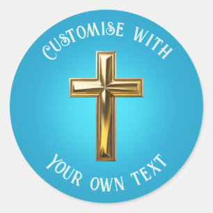 Gold Cross Classic Round Sticker