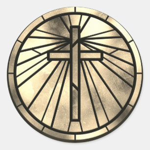Gold Cross Classic Round Sticker