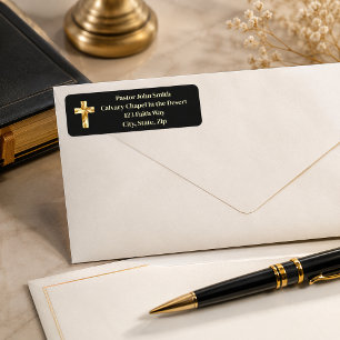 Gold Cross Classy Church Pastor Return Address