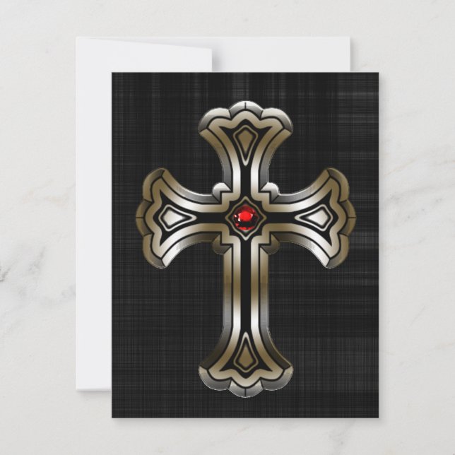 Gold Cross Gothic Wedding Invitation (Front)