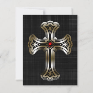 Gold Cross Gothic Wedding Invitation