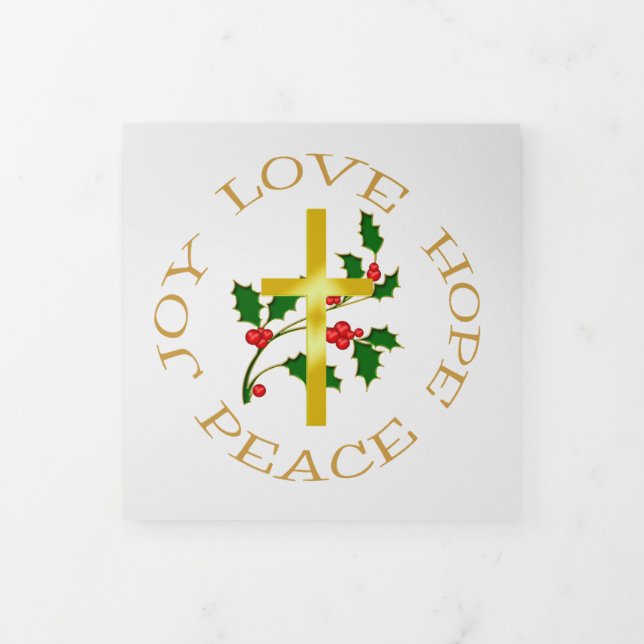 Gold Cross Holly Christmas Photo Template (Cover)