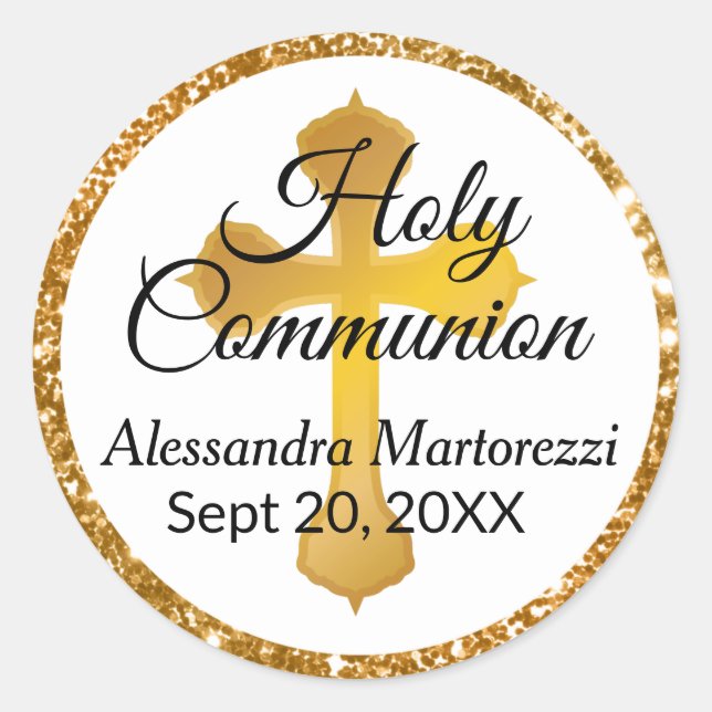 Gold Cross Holy Communion Sticker (Front)