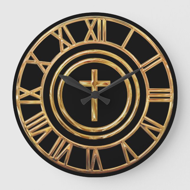 Gold Cross Large Clock (Front)