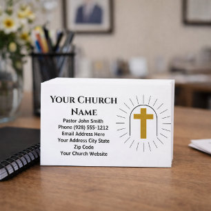 Gold Cross Logo Church Pastor Business Card