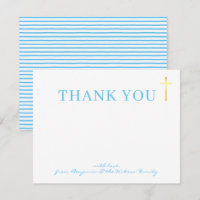 GOLD CROSS modern holy baptism aqua blue thank you