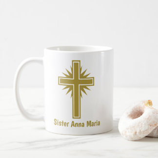 Gold Cross Religious Teacher Mug Personalized