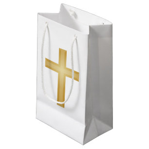 Gold Cross Small Gift Bag
