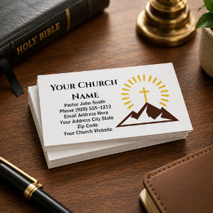 Gold Cross Sunburst Logo Church Pastor Business Card