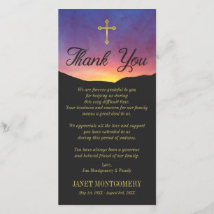 Gold Cross & Sunrise - Sympathy Thank You Card