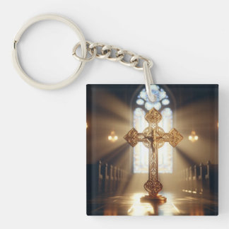 Gold Cross w/Crucifix Key Ring