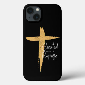 Gold Cross with Jesus Created With A Purpose  iPhone 13 Case