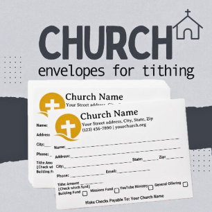 Gold Cross Your Church Tithes Offering Template Envelope