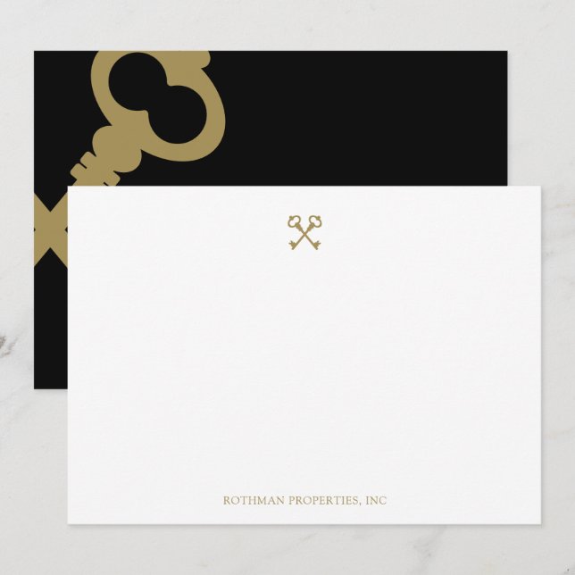 Gold Crossed Skeleton Keys  Card (Front/Back)