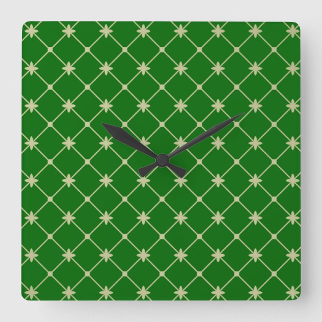 Gold Crosses on Green Wall Clock (Front)