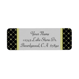 Gold Crosses Pattern on Black Custom Address Label