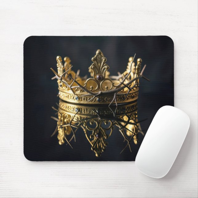 Gold Crown and Crown of Thorns Reflection Mouse Mat (With Mouse)