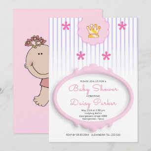 Gold Crown And Purple Stripes Invitation