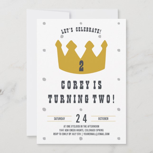 Gold Crown Birthday Invitation (Front)