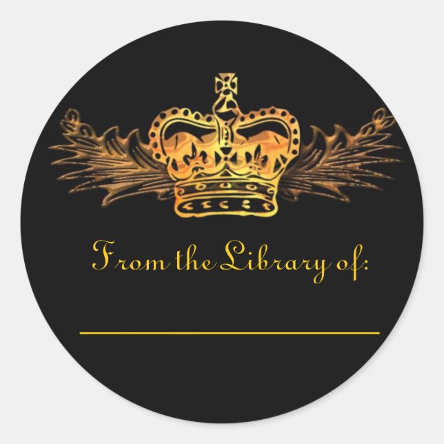 Gold Crown Bookplate Sticker (Front)