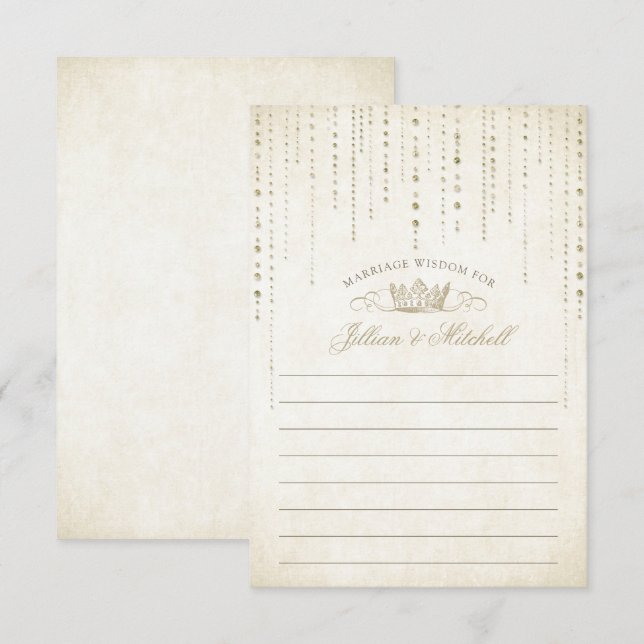 Gold Crown Fairytale Wedding Advice Card (Front/Back)