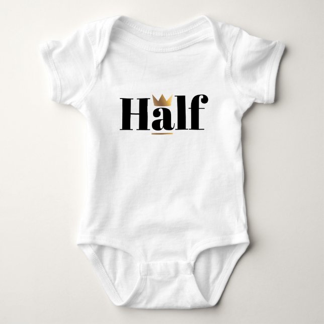 Gold Crown Half Birthday Baby Bodysuit (Front)