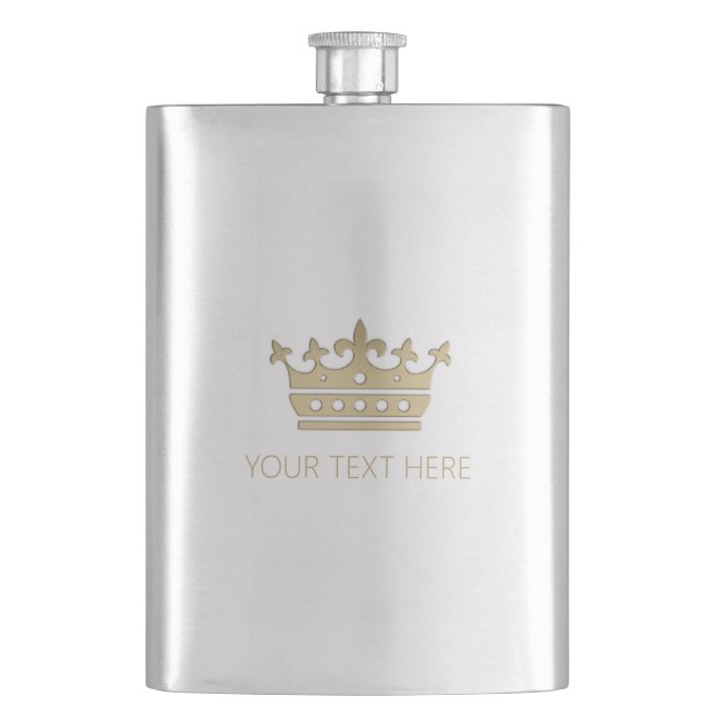 Gold Crown Hip Flask (Front)
