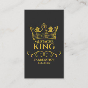 Gold Crown King Moustache Barbershop Business Card