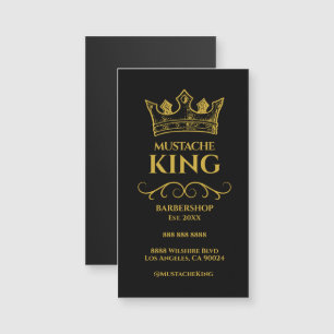 Gold Crown King Moustache Barbershop Magnet Card