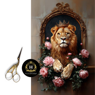 Gold Crown Lion Pink Floral Vintage Decoupage Tissue Paper