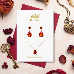 Gold Crown Necklace & Earring Display Card