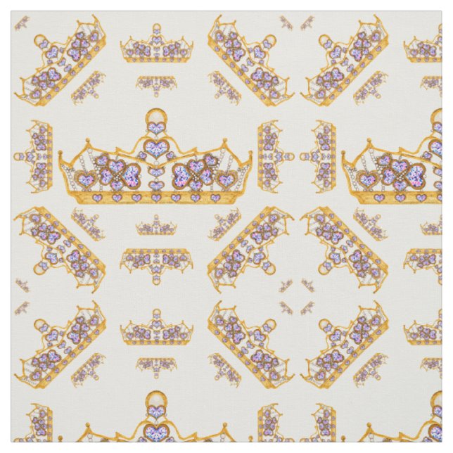 gold crown of heart diamonds fabric (Swatch)