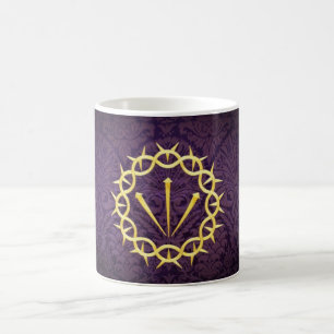 Gold Crown Of Thorns On Dark Purple Background Coffee Mug