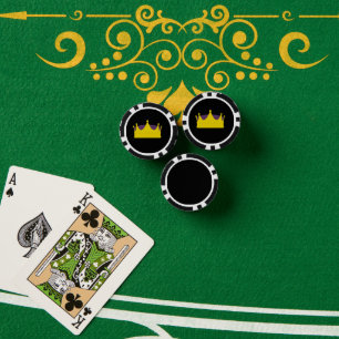 Gold crown on black poker chips