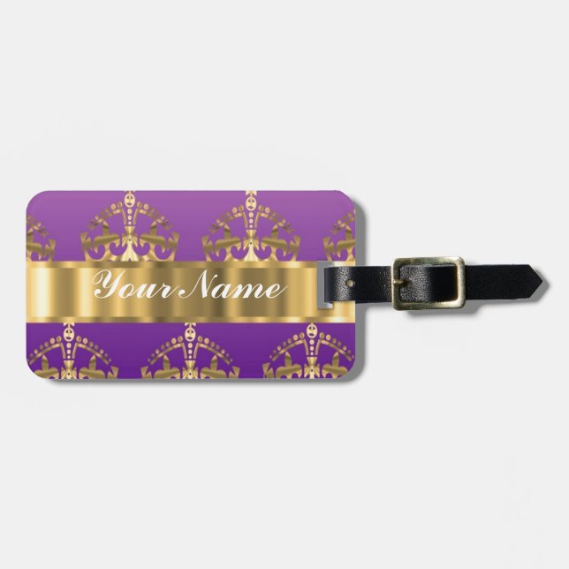 Gold crown pattern luggage tag (Front Horizontal)