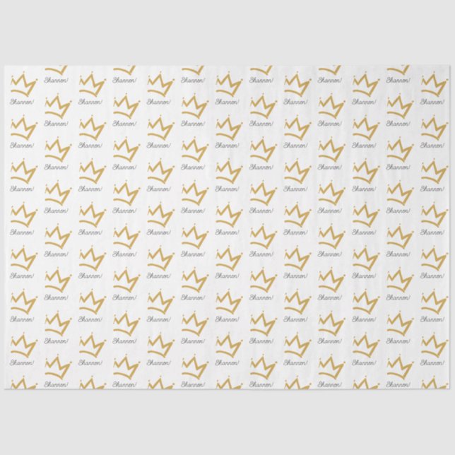 Gold Crown Personalised Tissue Paper (Front)