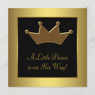 Gold Crown Prince Baby Boy Shower Invitation