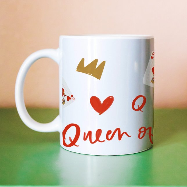 Gold Crown Queens of Hearts Playing Cards Coffee Two-Tone Coffee Mug (Gold Crown Queens of Hearts Playing Cards Coffee Two-Tone Coffee Mug)
