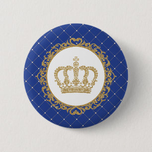 Gold Crown Royal Blue Prince Shower 1st Birthday 6 Cm Round Badge