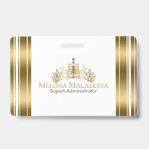 Gold Crown & Stripes Modern Design ID Badge