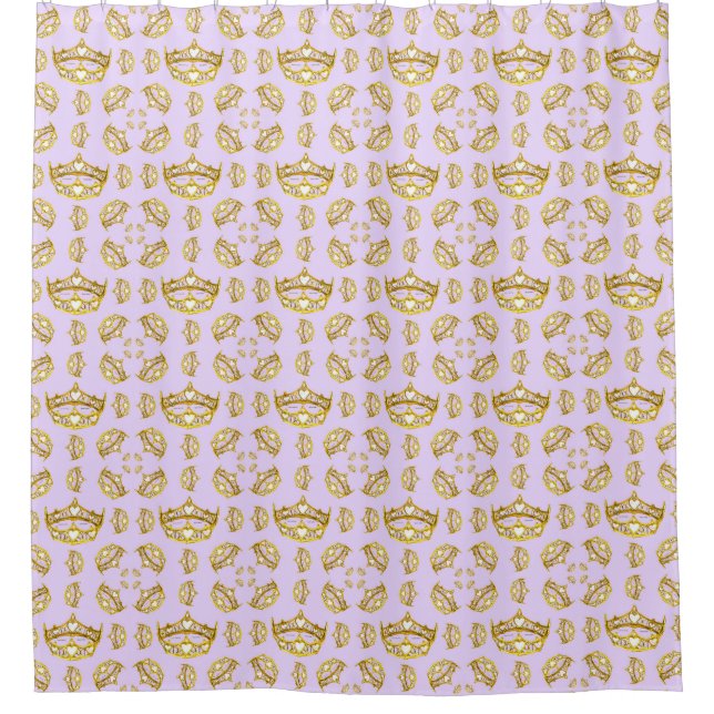 gold crown tiaras pale lilac shower curtain (Front)