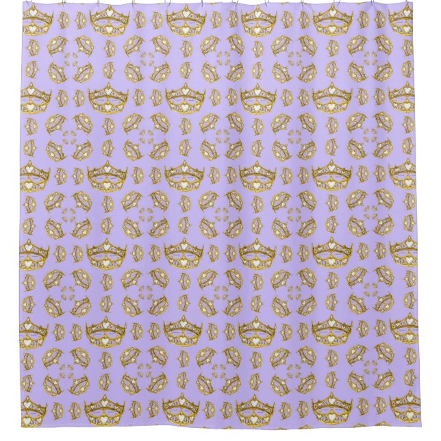 gold crown tiaras periwinkle shower curtain (Front)
