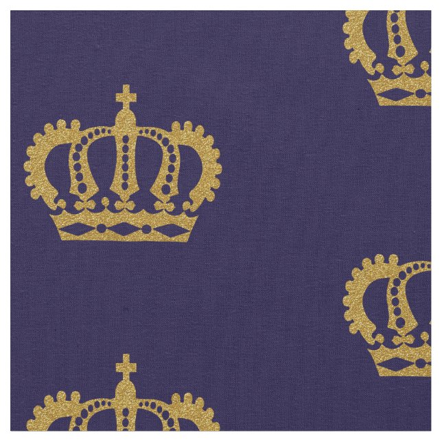 Gold Crown. Vintage. Blue Fabric (Close Up)