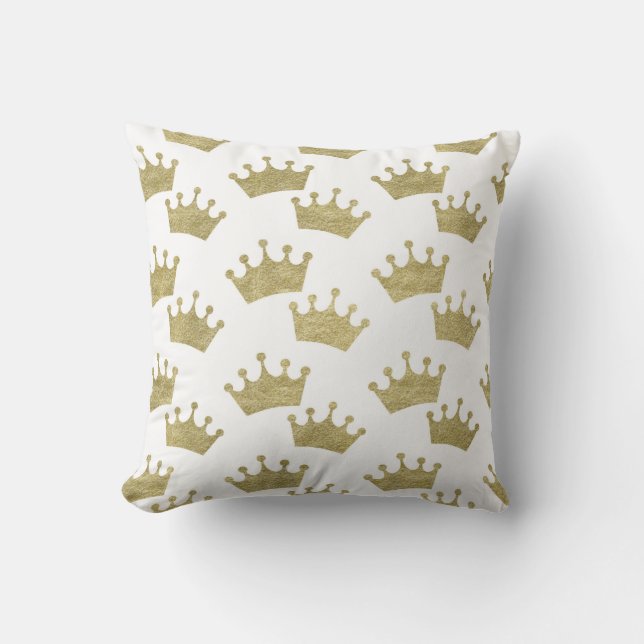 Gold Crowns Fairytale Prince Storybook Decor Cushion (Front)