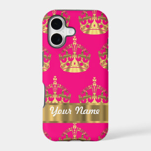 Gold crowns on hot pink