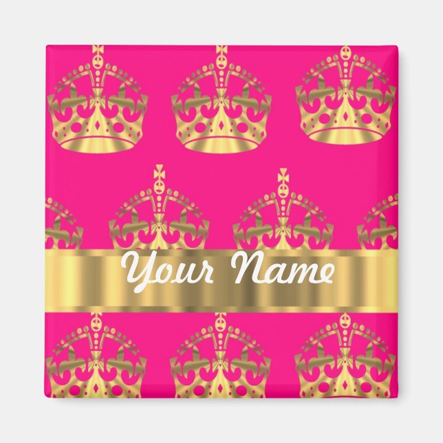 Gold crowns on hot pink magnet (Front)