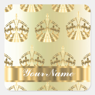 Gold crowns square sticker